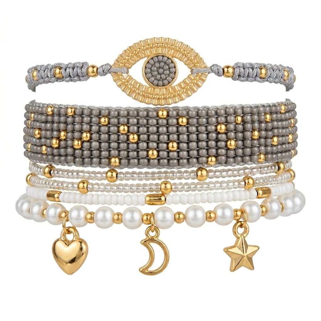 Set de pulseras gris