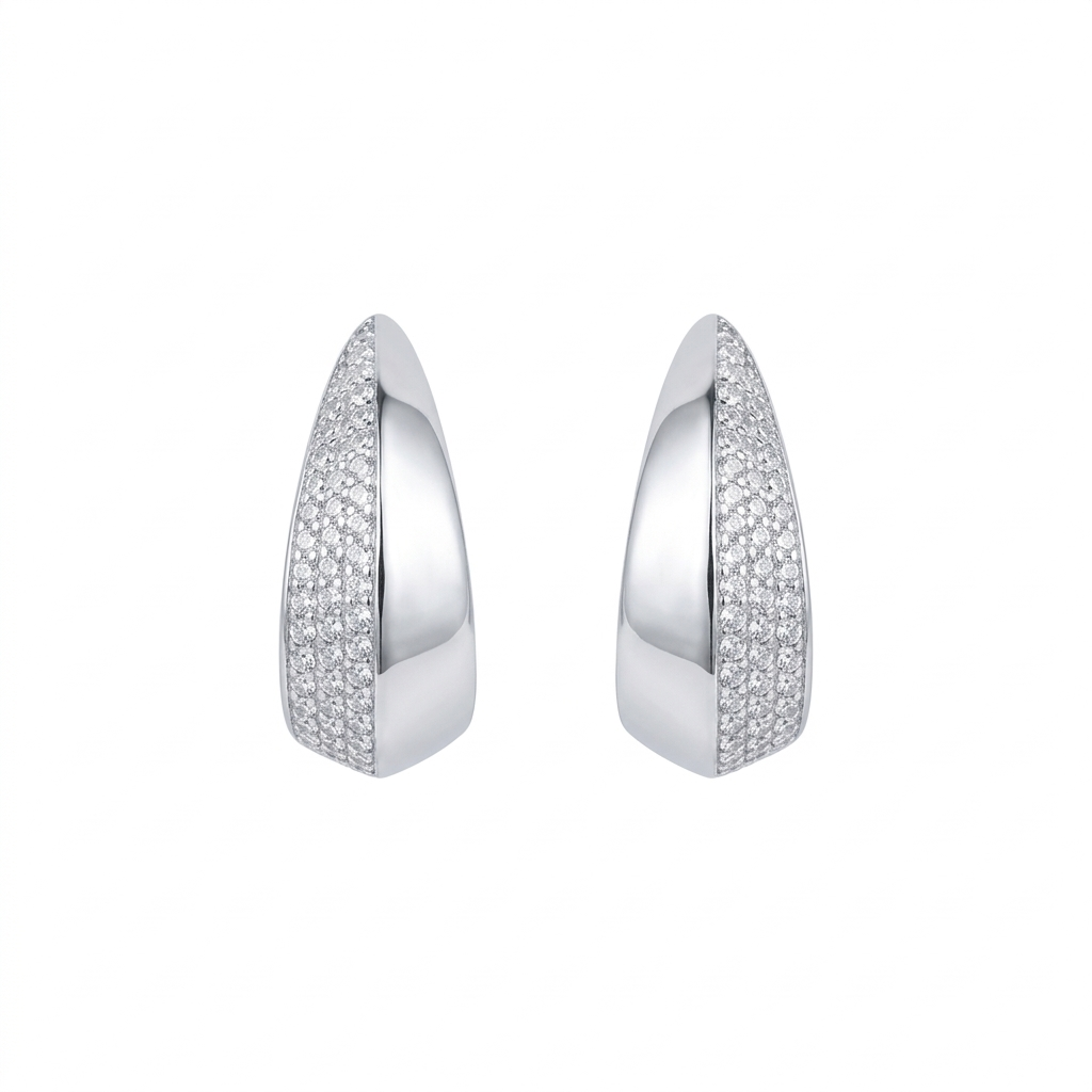 Gota circón plata larga
