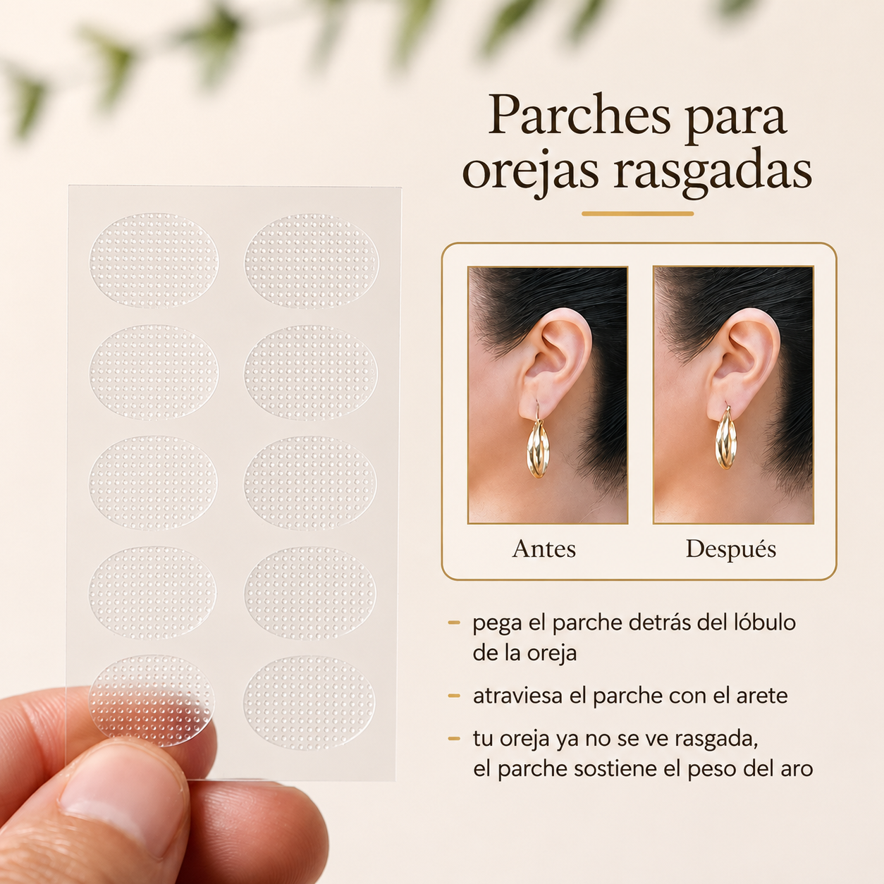 5 pares de parches orejas rasgadas