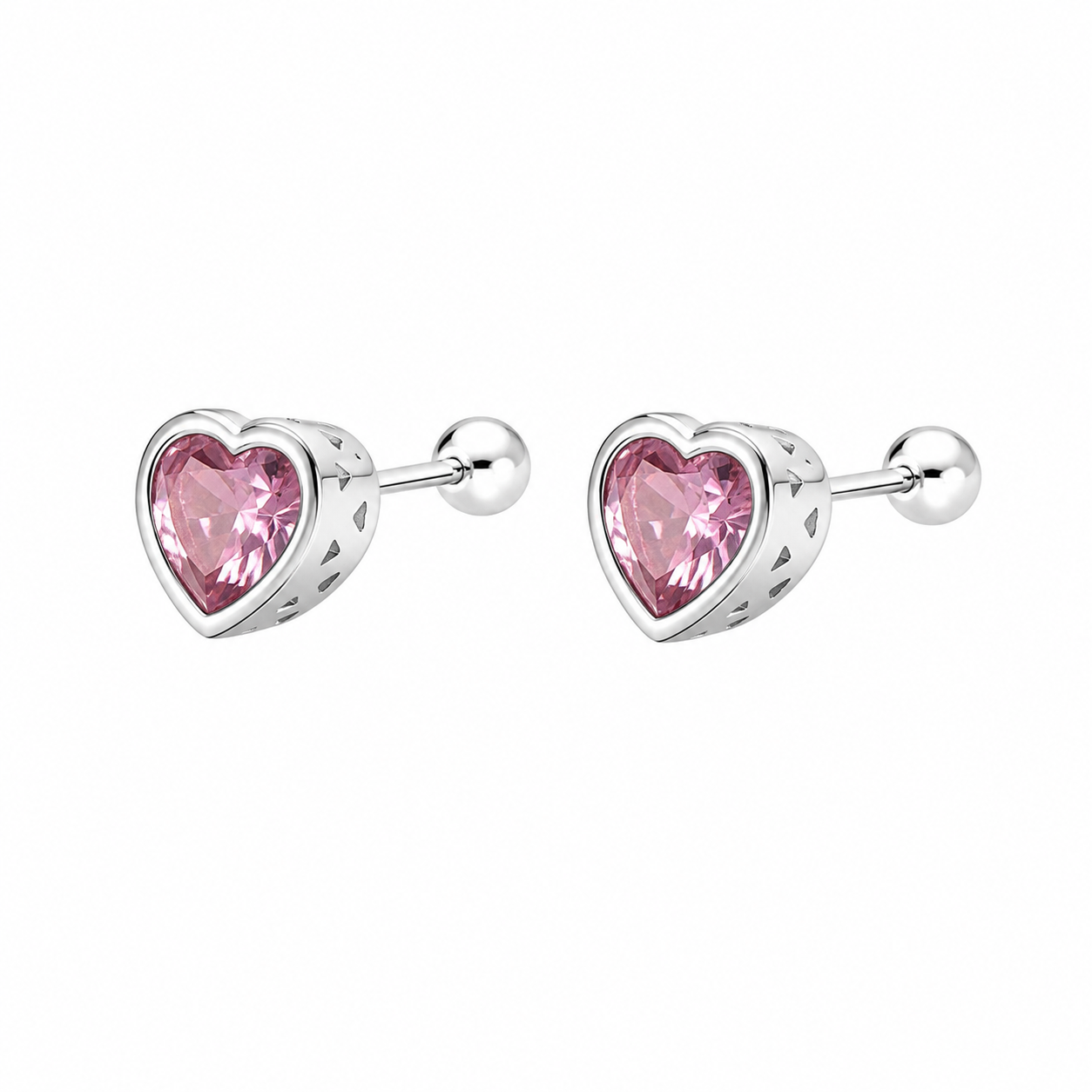 Aros corazón rosa