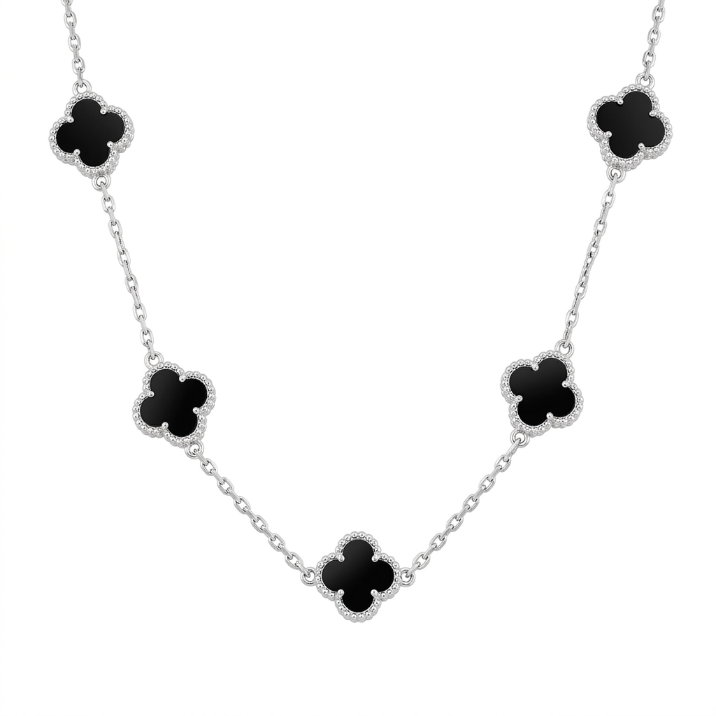 Collar trébol ónix