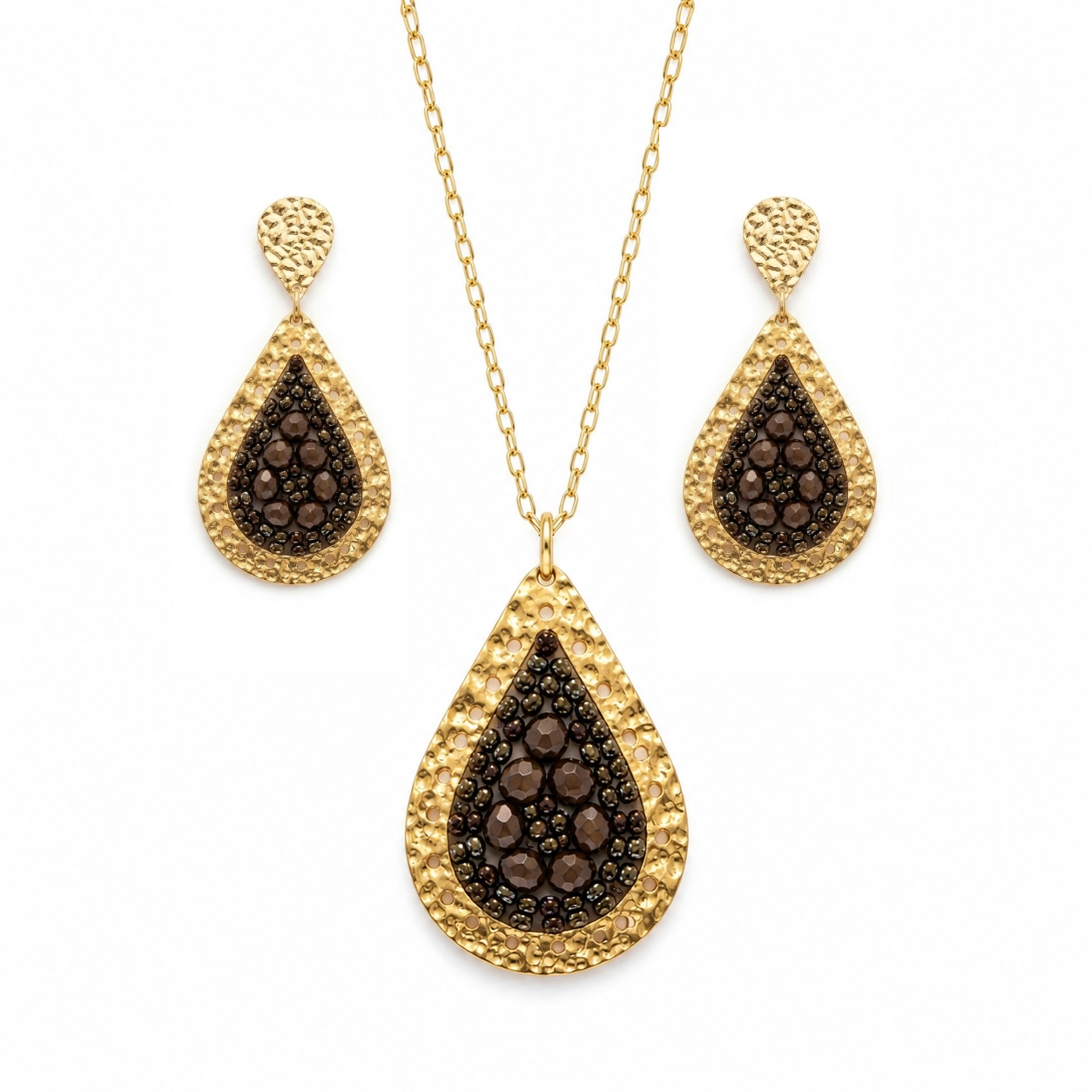 Conjunto tejido café